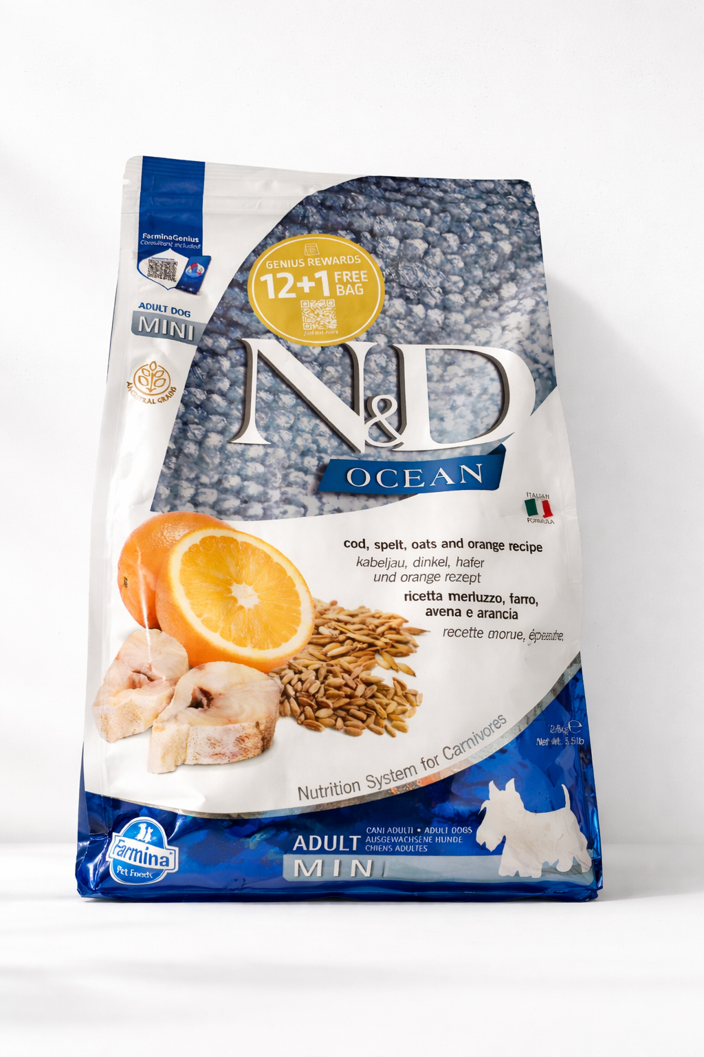 ND ocean tahılsız mini adult 2,5kg ringa balığı ve portakallı yetişkin köpek maması